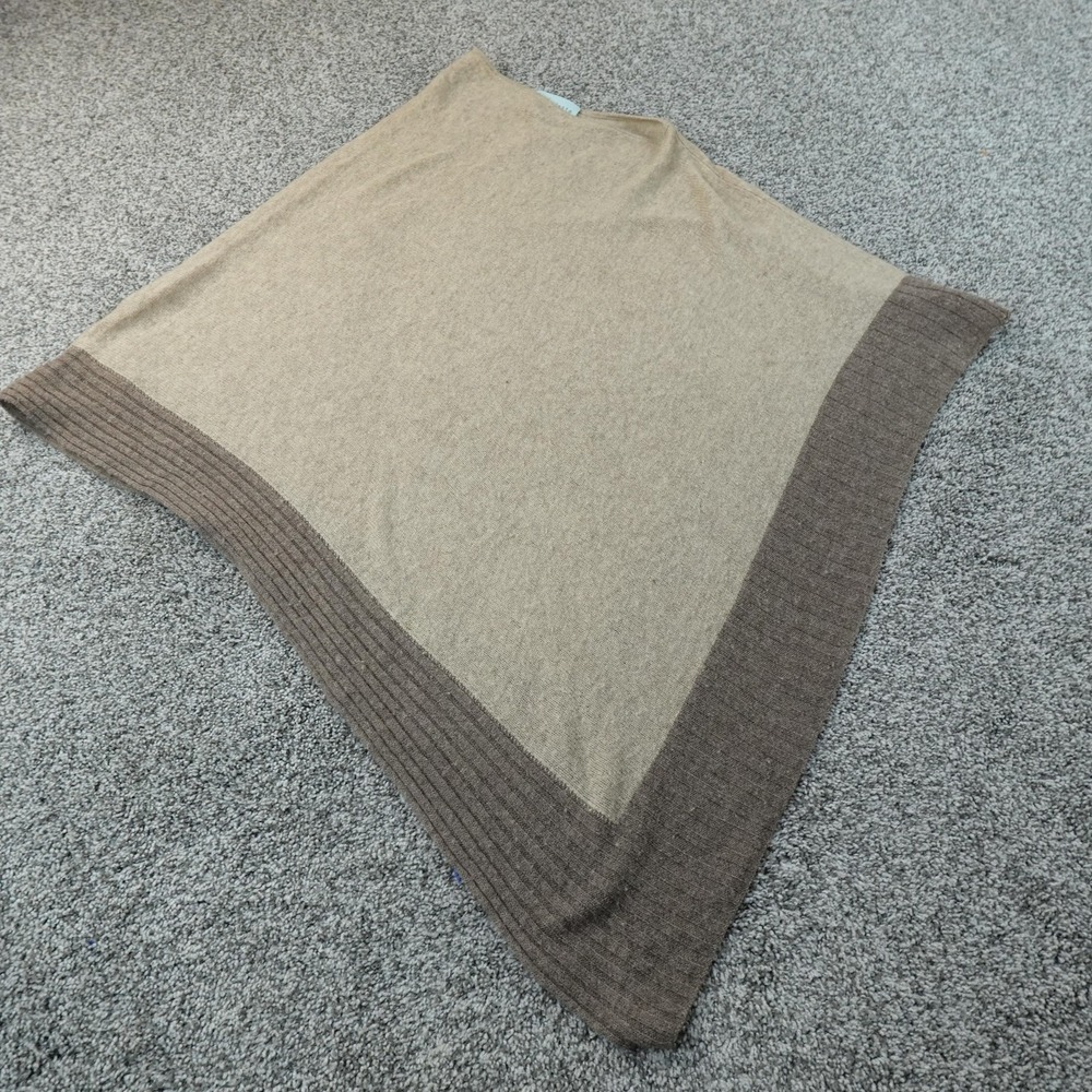 Celeste Sweater Womens One Size Beige Wool Cashmere Cape Knit Poncho Top Cozy - Picture 2 of 9